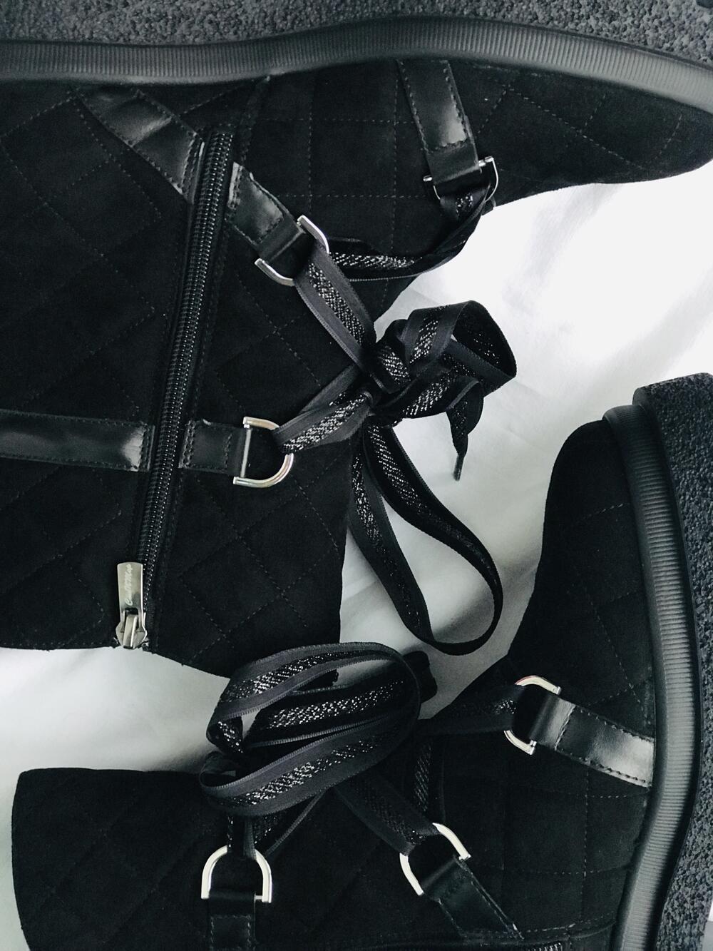 Черевики LF 8109 натуральна велюрова замша вовна зима чорний, 37