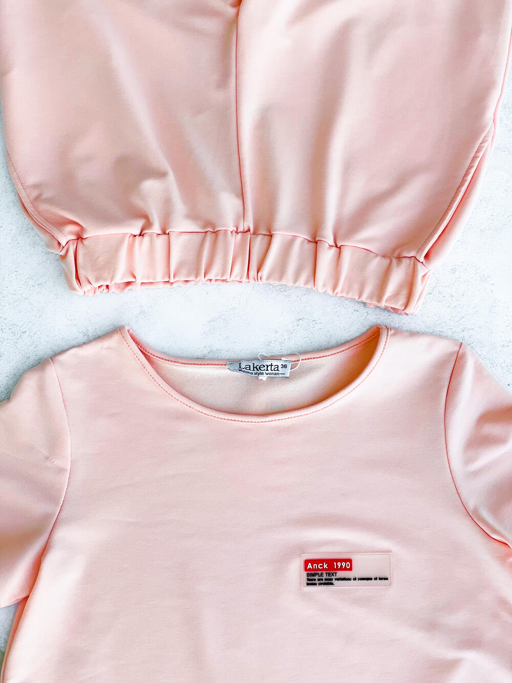 Костюм LA 508178 спортивний к/р котон пудровий, 38-44