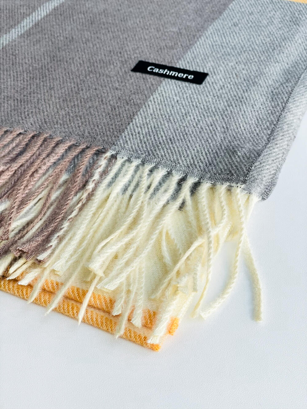 Палантин 22461 Керін кашемір какао/сірий/помаранч