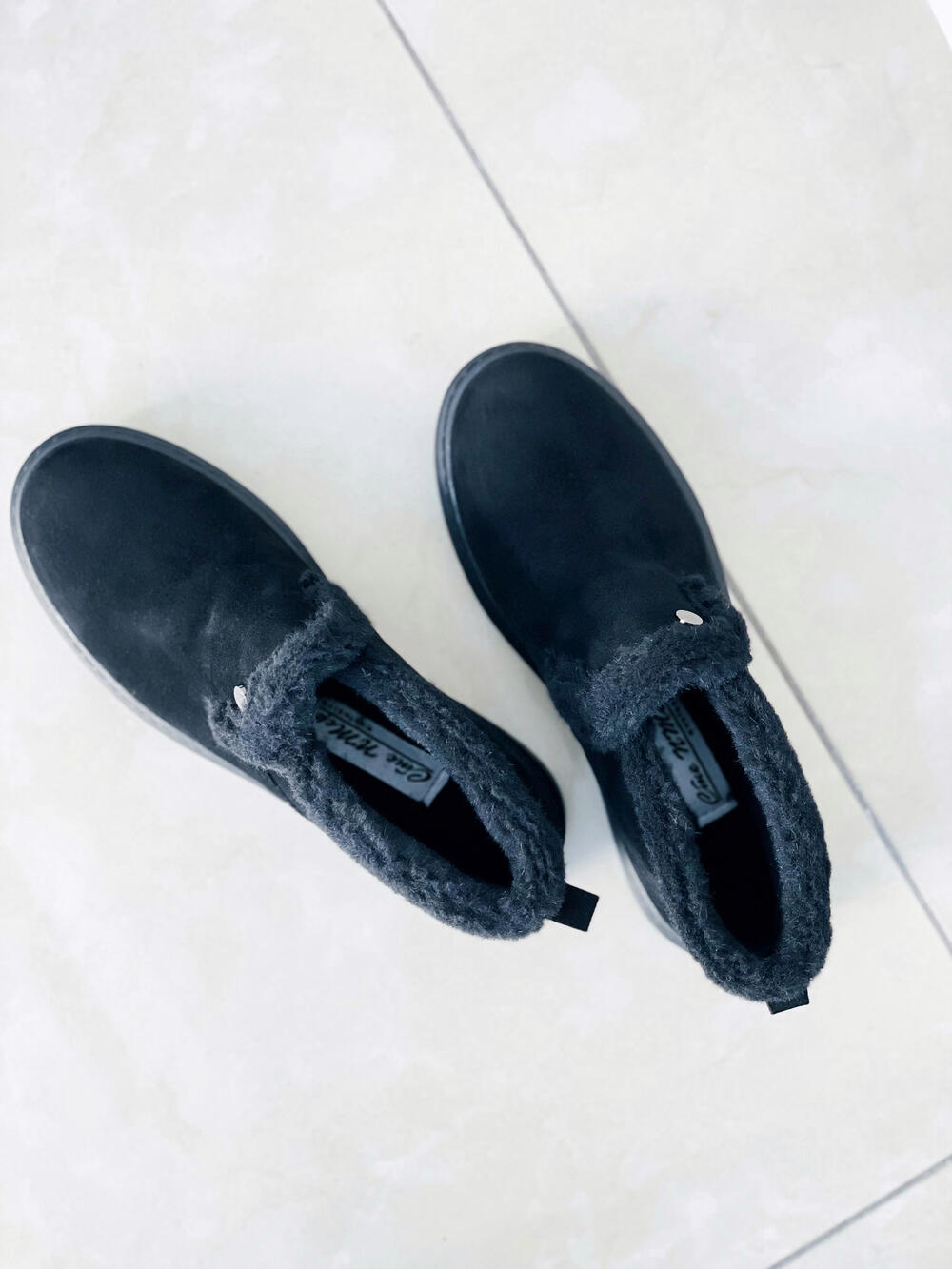 Черевики LJ 8253-2 натуральний шкіряний велюр з опушкою зима чорний, 40