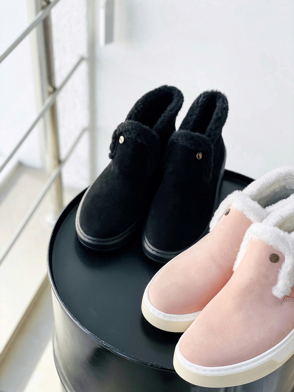 Черевики LJ 8253-2 натуральний шкіряний велюр з опушкою зима 