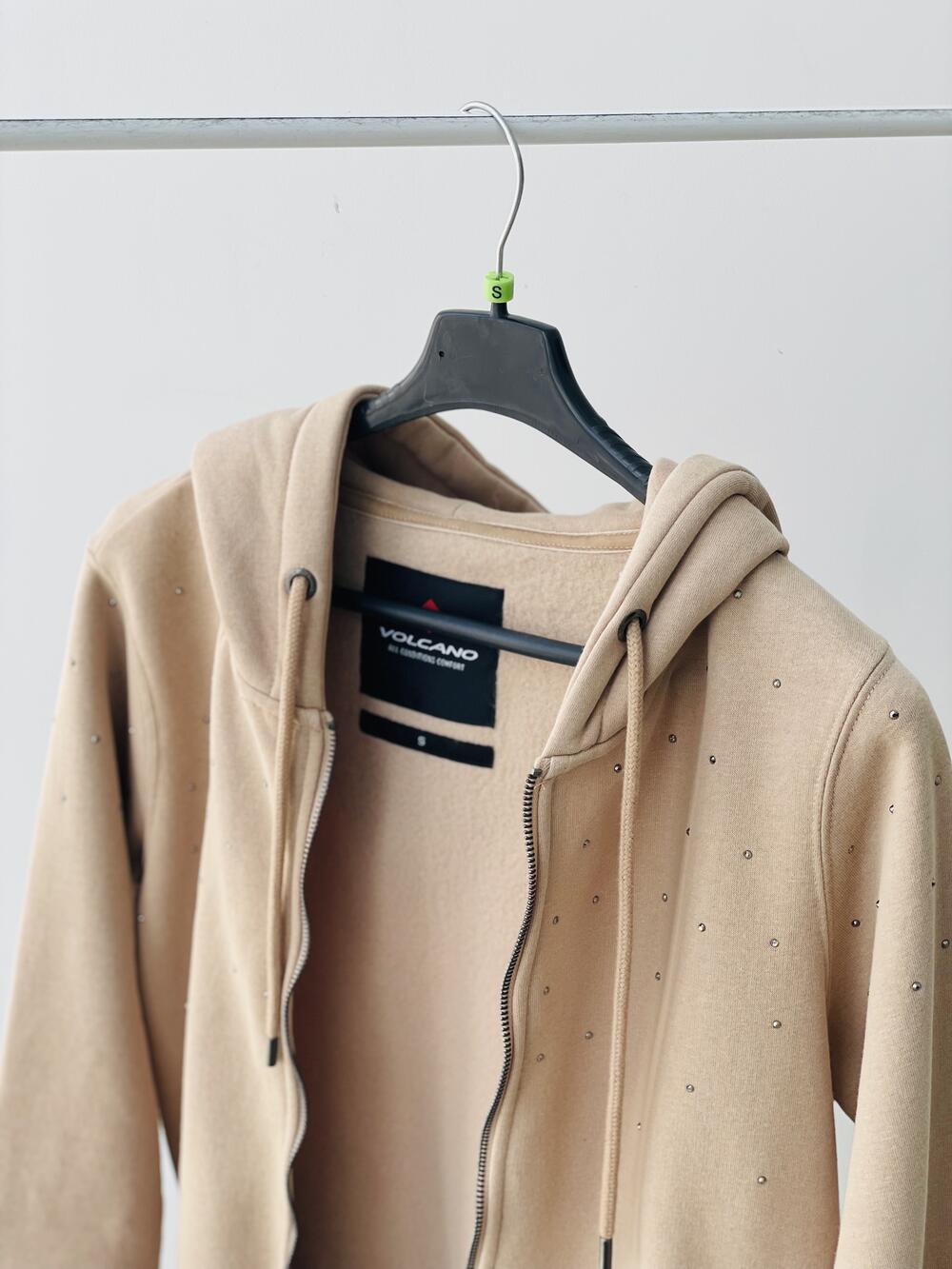 Світшот LC B-Sparkle з капюшоном на футері халітени бежевий, XL