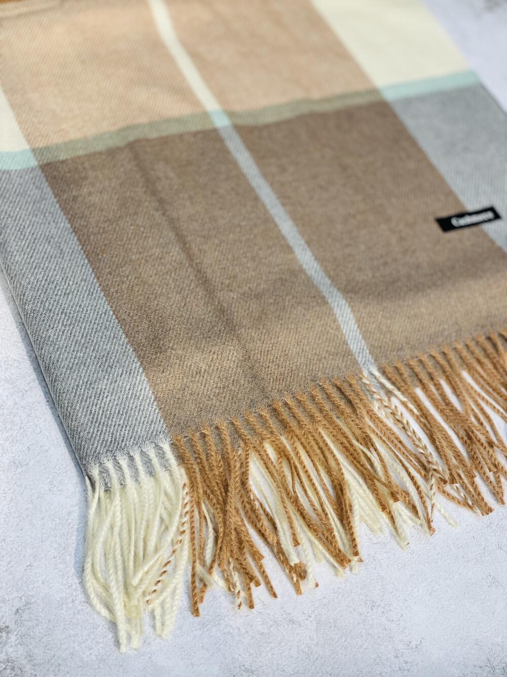 Палантин 22461 Керін кашемір джинс/бл.жовтий/помаранчевий