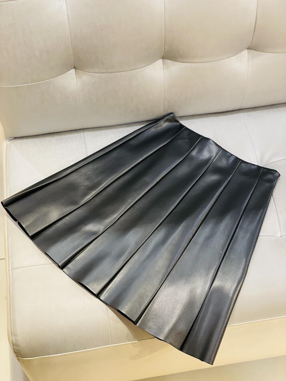 Спідниця LK 1325 коротка екошкіра на замші клини чорний, 40-46