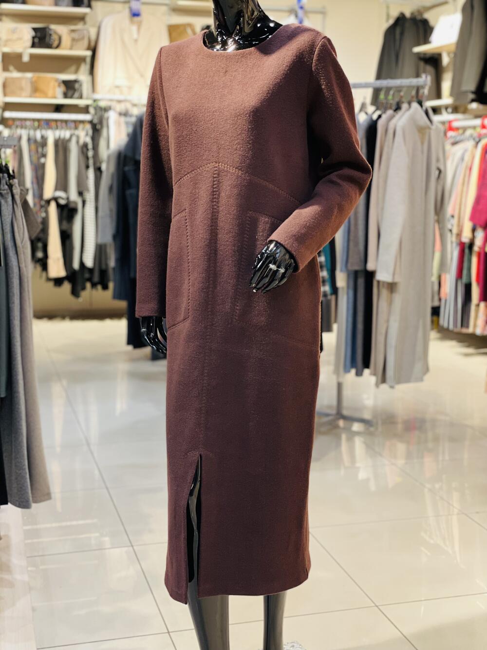 Сукня QC 9360 д/р варена вовна шоколад, XL