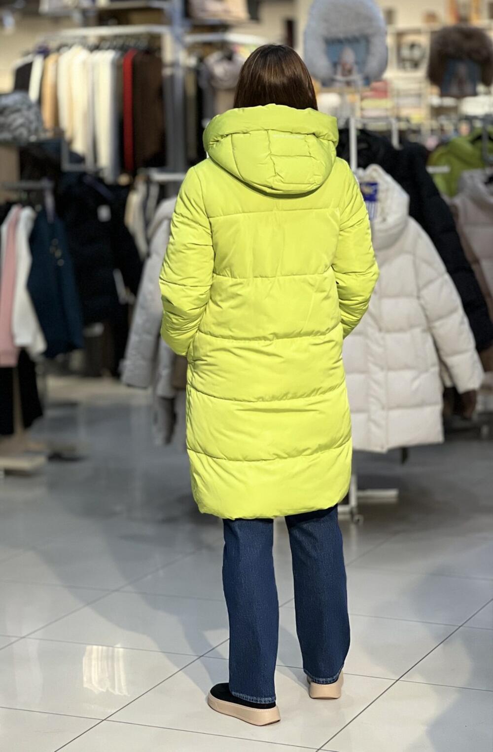 Пальто-пуховик LJ L22287 J-OLI стьобане подовжене зима лайм, XS