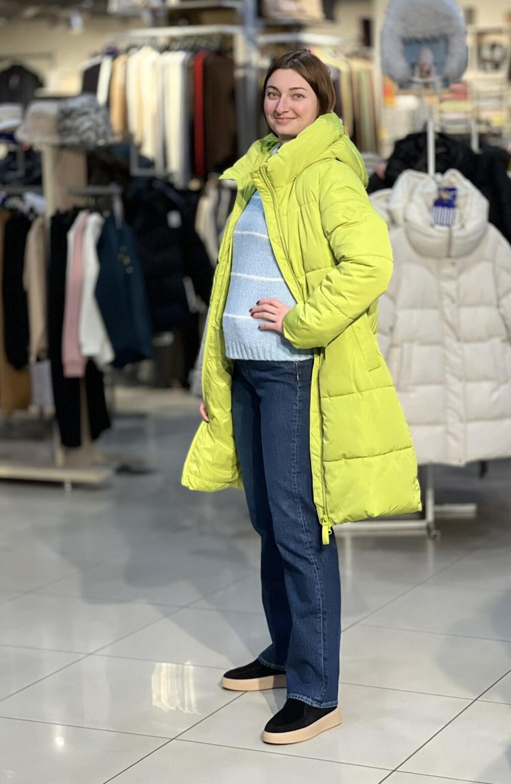 Пальто-пуховик LJ L22287 J-OLI стьобане подовжене зима лайм, XS