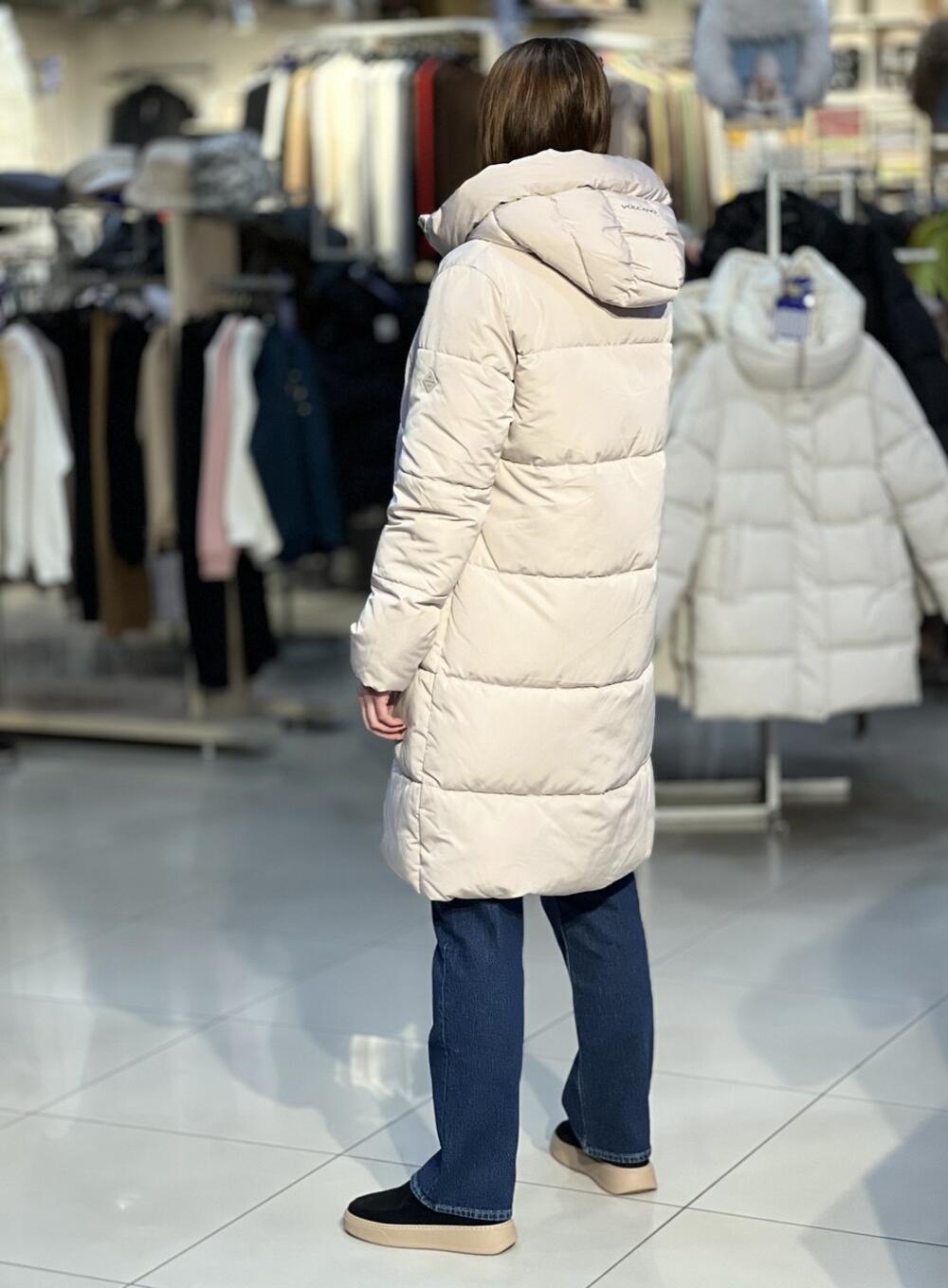 Пальто-пуховик LJ L22287 J-OLI стьобане подовжене зима молочний, L