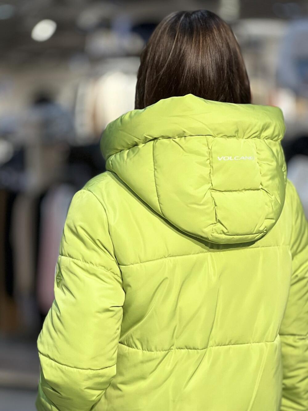 Пальто-пуховик LJ L22287 J-OLI стьобане подовжене зима лайм, L