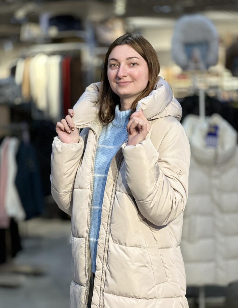 Пальто-пуховик LJ L22287 J-OLI стьобане подовжене зима молочний, L