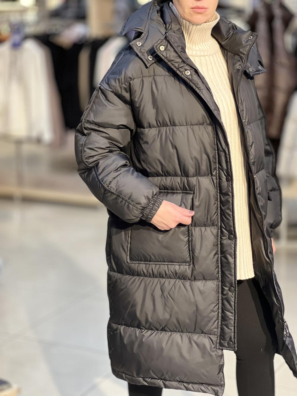 Пальто-пуховик LG 202 2839 довге зима чорний, S