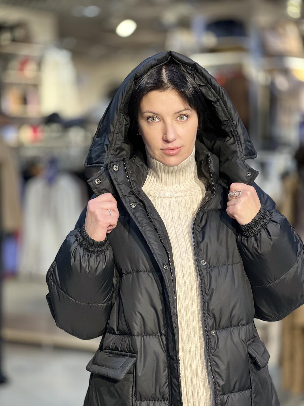 Пальто-пуховик LG 202 2839 довге зима чорний, XS