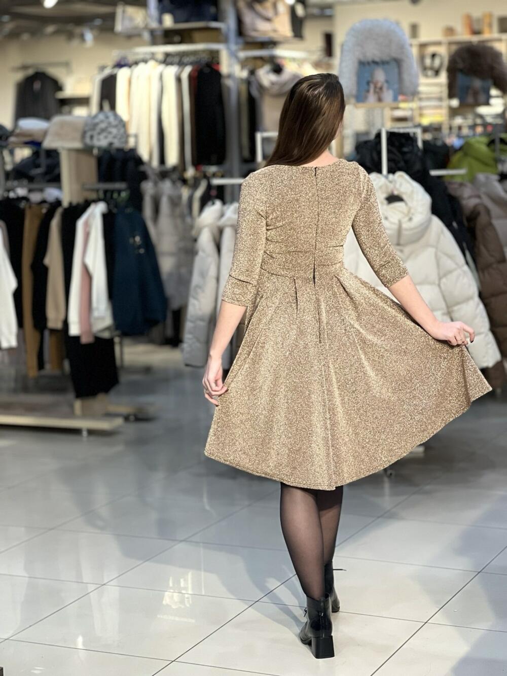 Сукня вечірня LG 731 трикотаж блиск золотий, 44