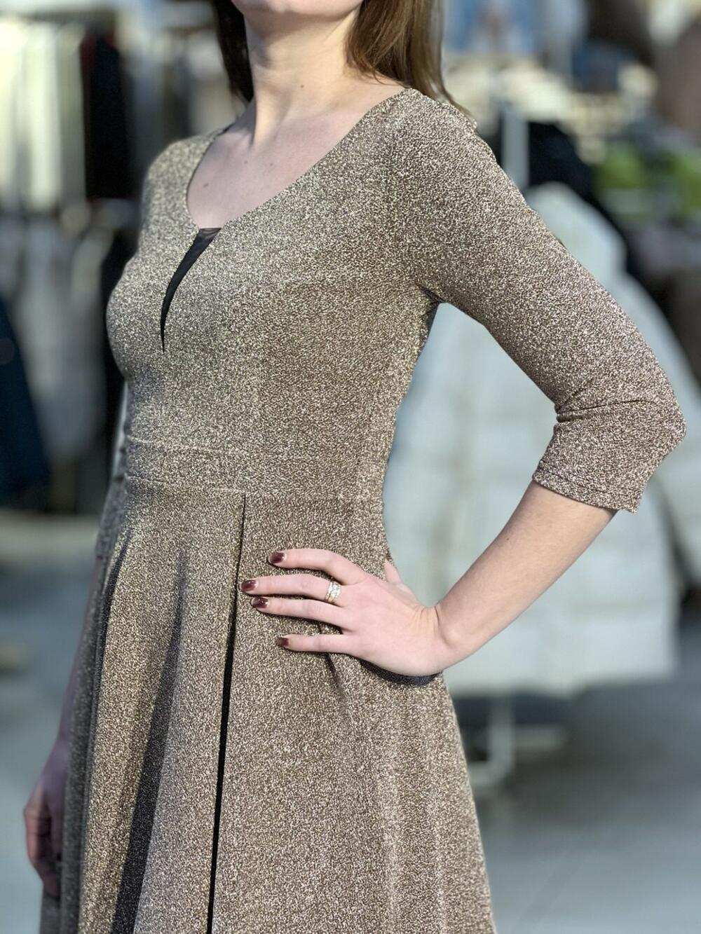 Сукня вечірня LG 731 трикотаж блиск золотий, 44