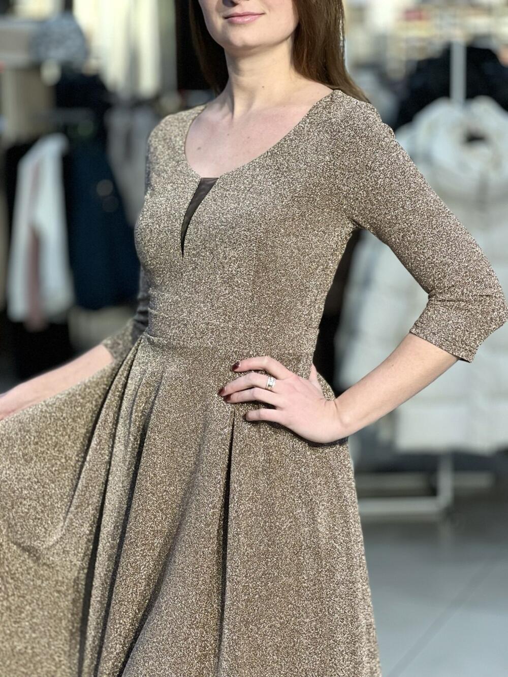 Сукня вечірня LG 731 трикотаж блиск золотий, 44