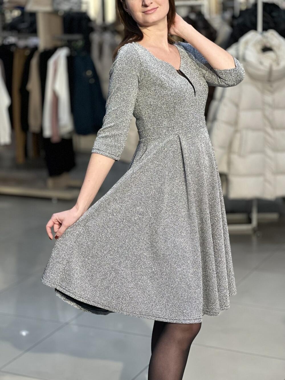 Сукня вечірня LG 731 трикотаж блиск срібний, 50