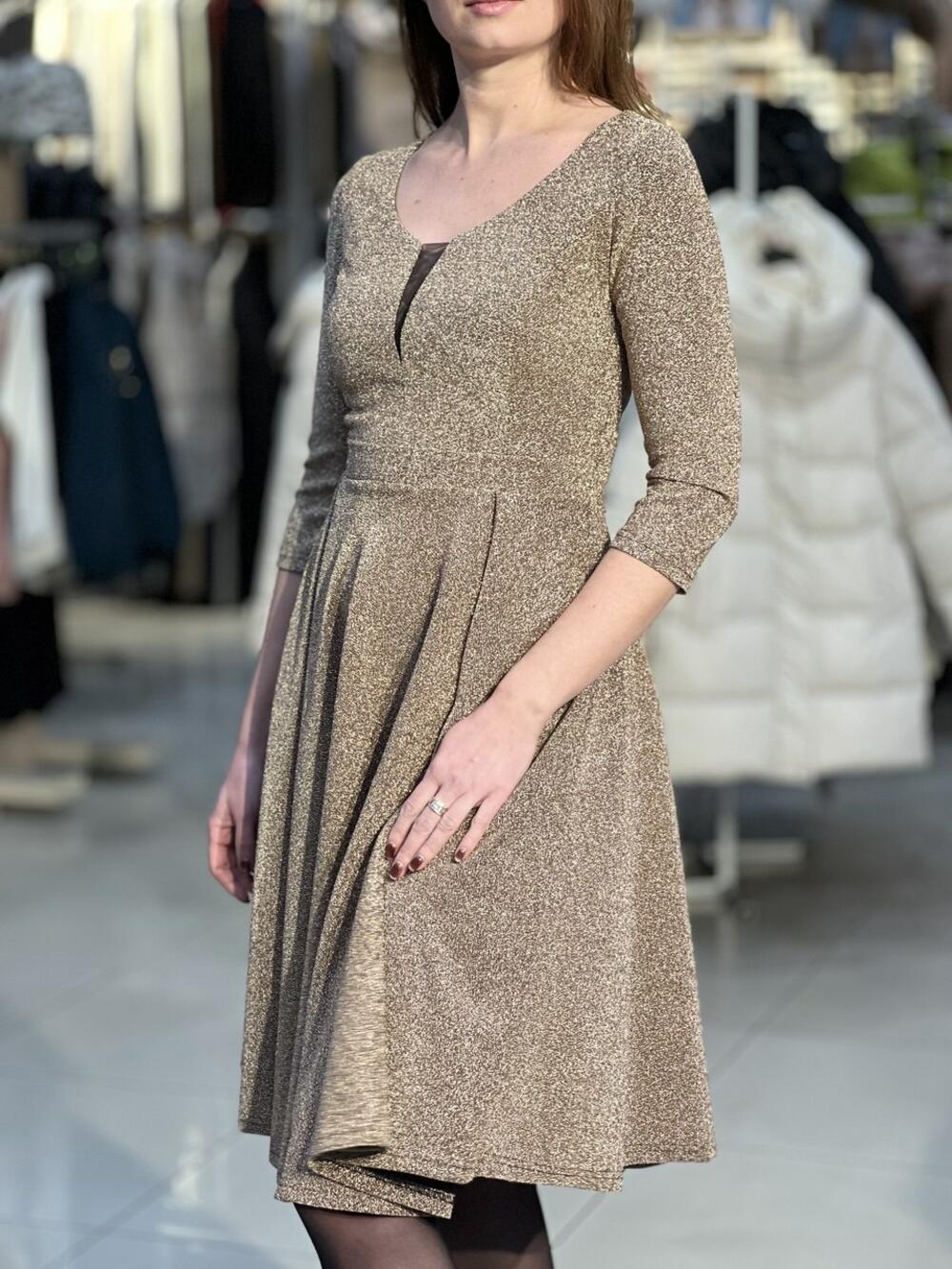 Сукня вечірня LG 731 трикотаж блиск золотий, 44