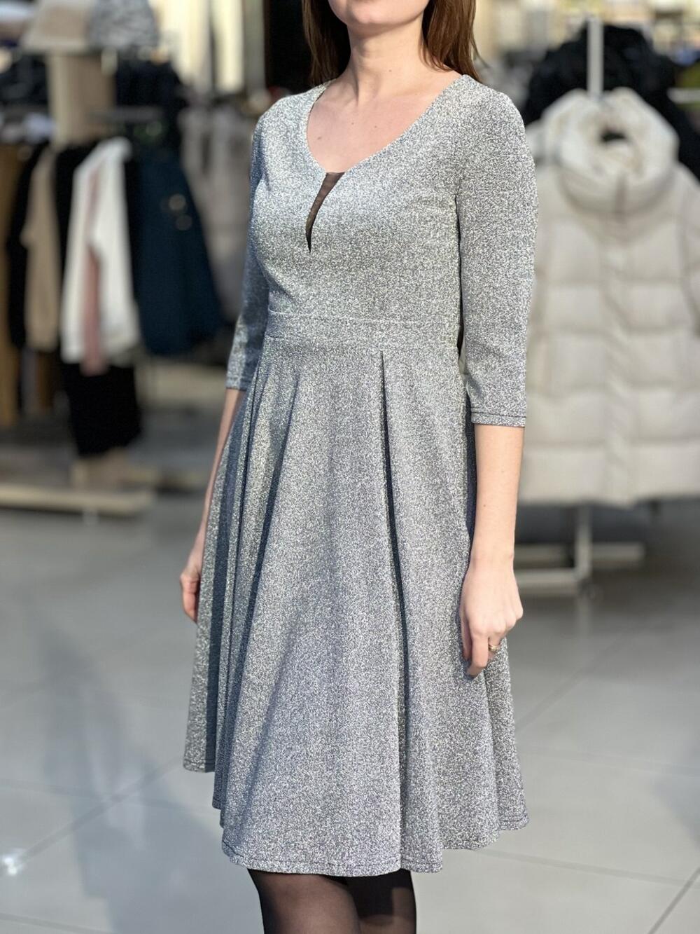 Сукня вечірня LG 731 трикотаж блиск срібний, 50