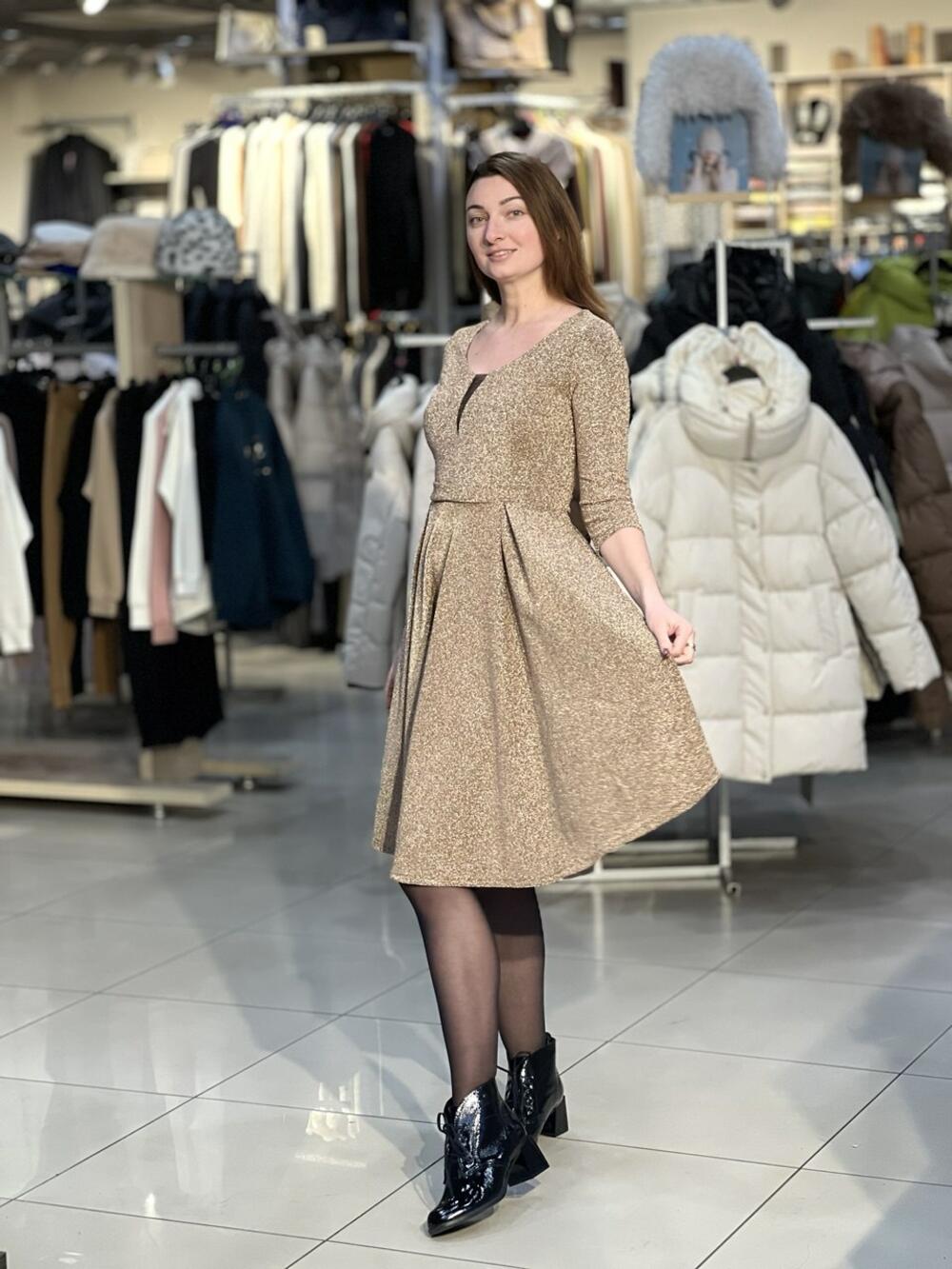 Сукня вечірня LG 731 трикотаж блиск золотий, 44