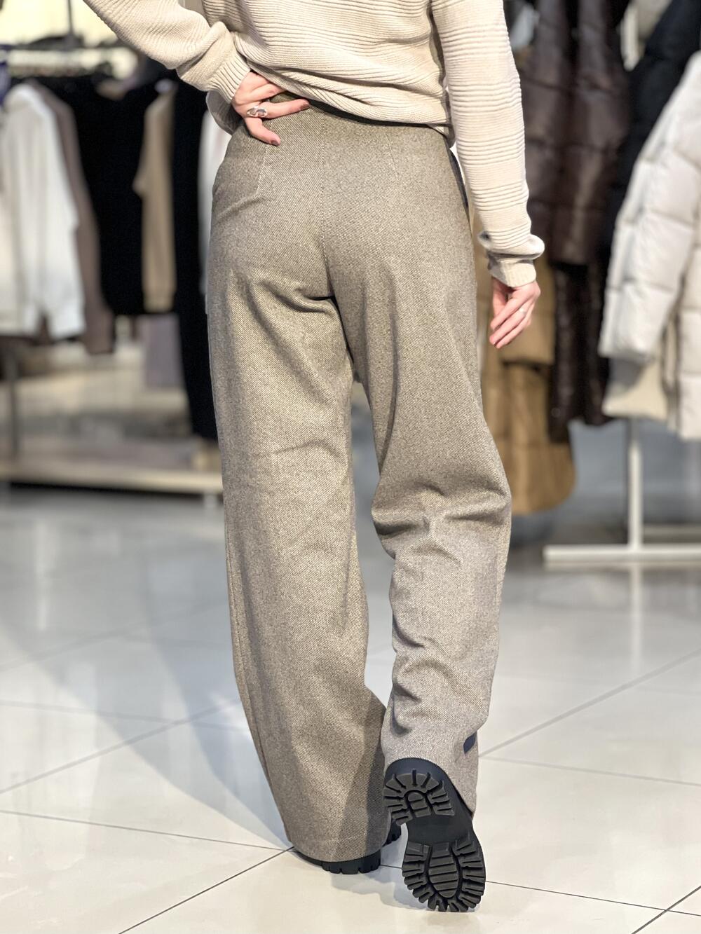 Брюки LM №3 палаццо кашемір шоколад диагональ, 42/S