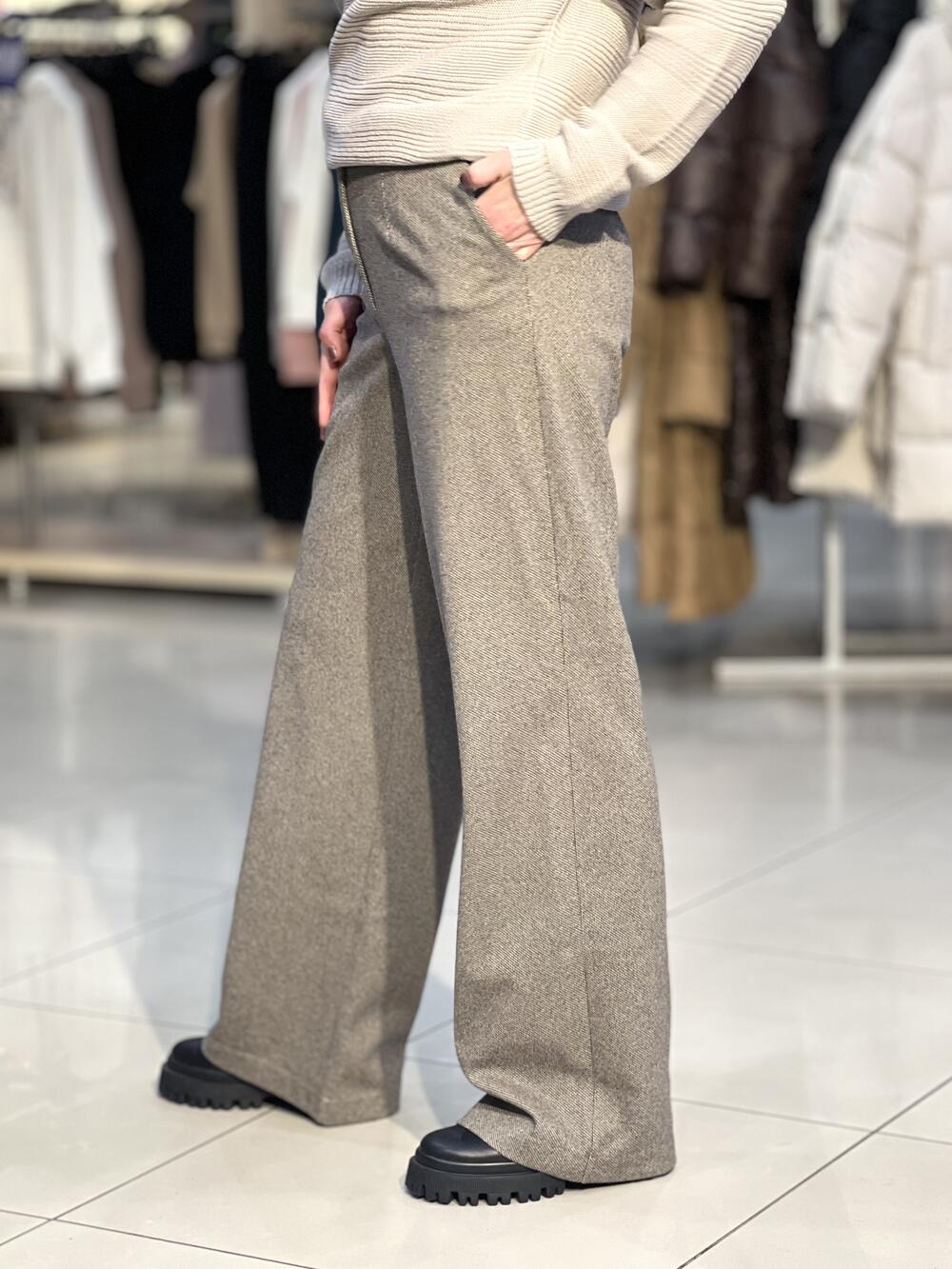 Брюки LM №3 палаццо кашемір шоколад диагональ, 42/S