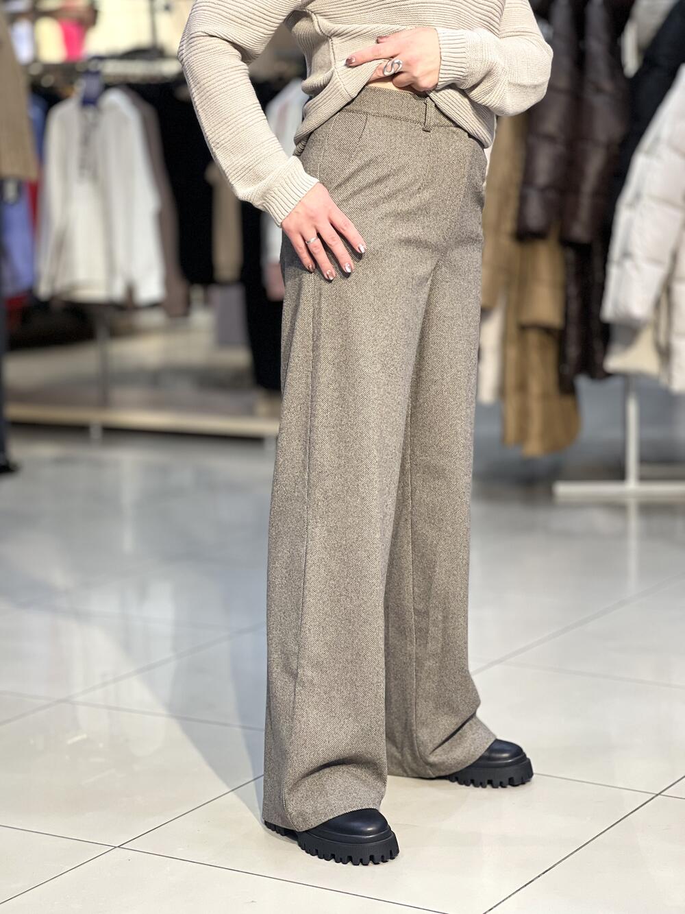 Брюки LM №3 палаццо кашемір шоколад диагональ, 42/S