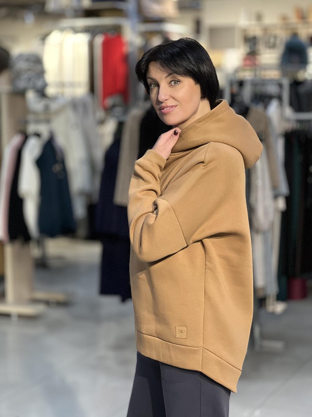 Світшот B-SIGI з капюшоном на футері теракотовий, L