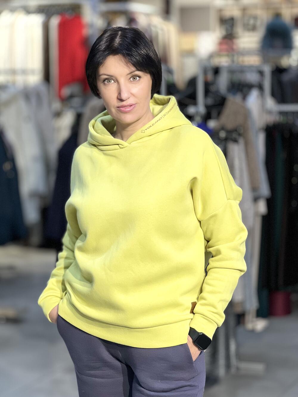 Світшот B-SIGI з капюшоном на футері лимонний, S