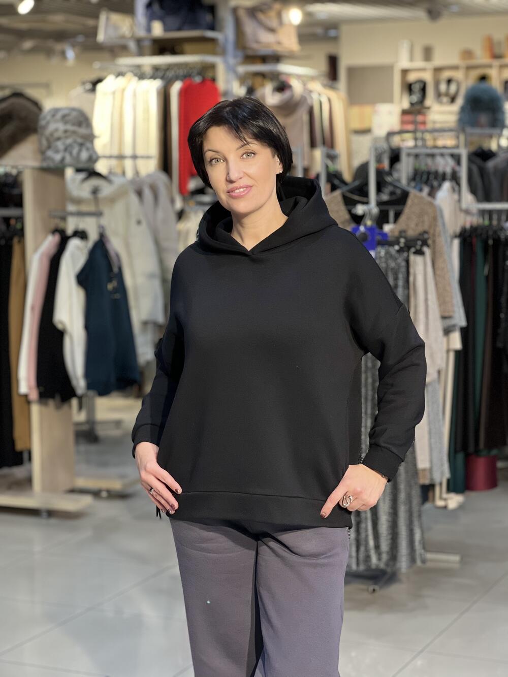 Світшот B-SIGI з капюшоном на футері чорний, XL