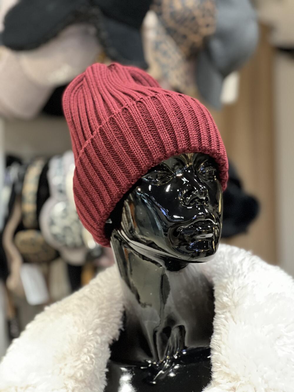 Шапка біні котон база бордовий