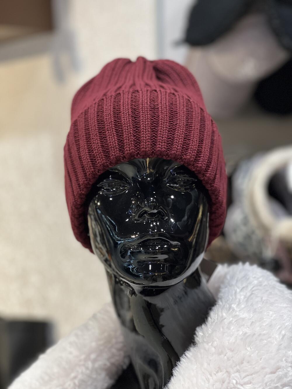 Шапка біні котон база бордовий