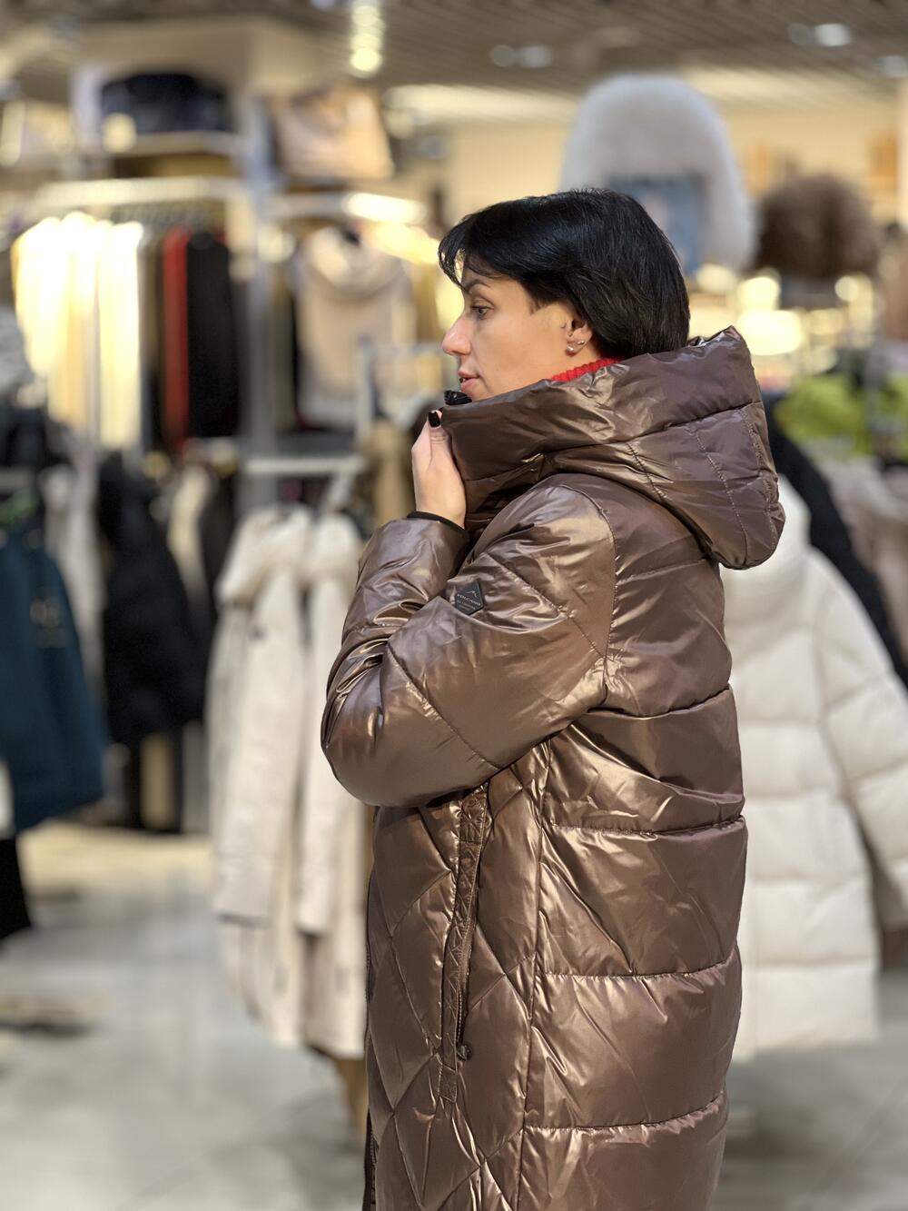 Пальто LM J-FIORDA зима довге з капюшоном шоколад, M