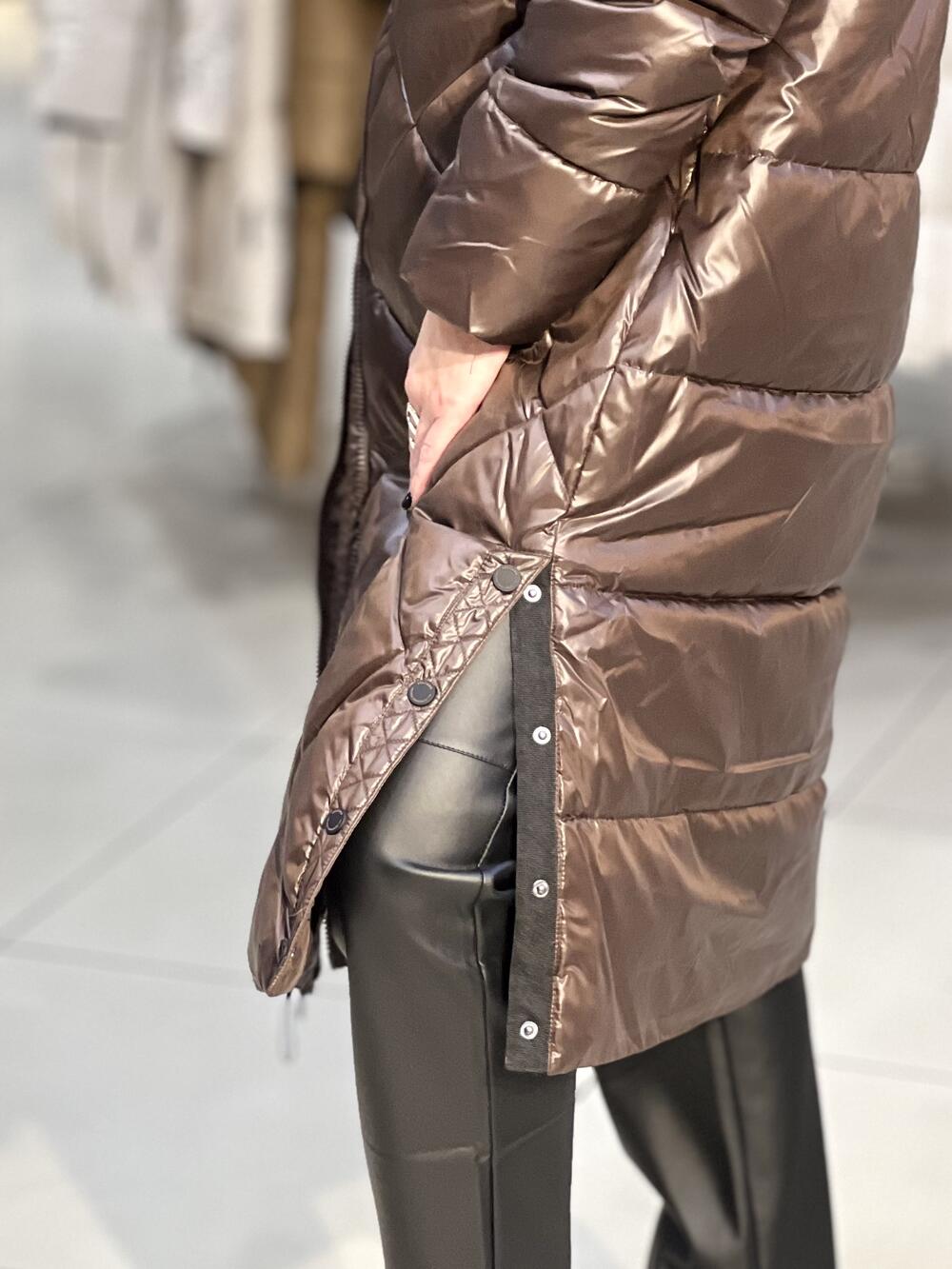 Пальто LM J-FIORDA зима довге з капюшоном шоколад, M