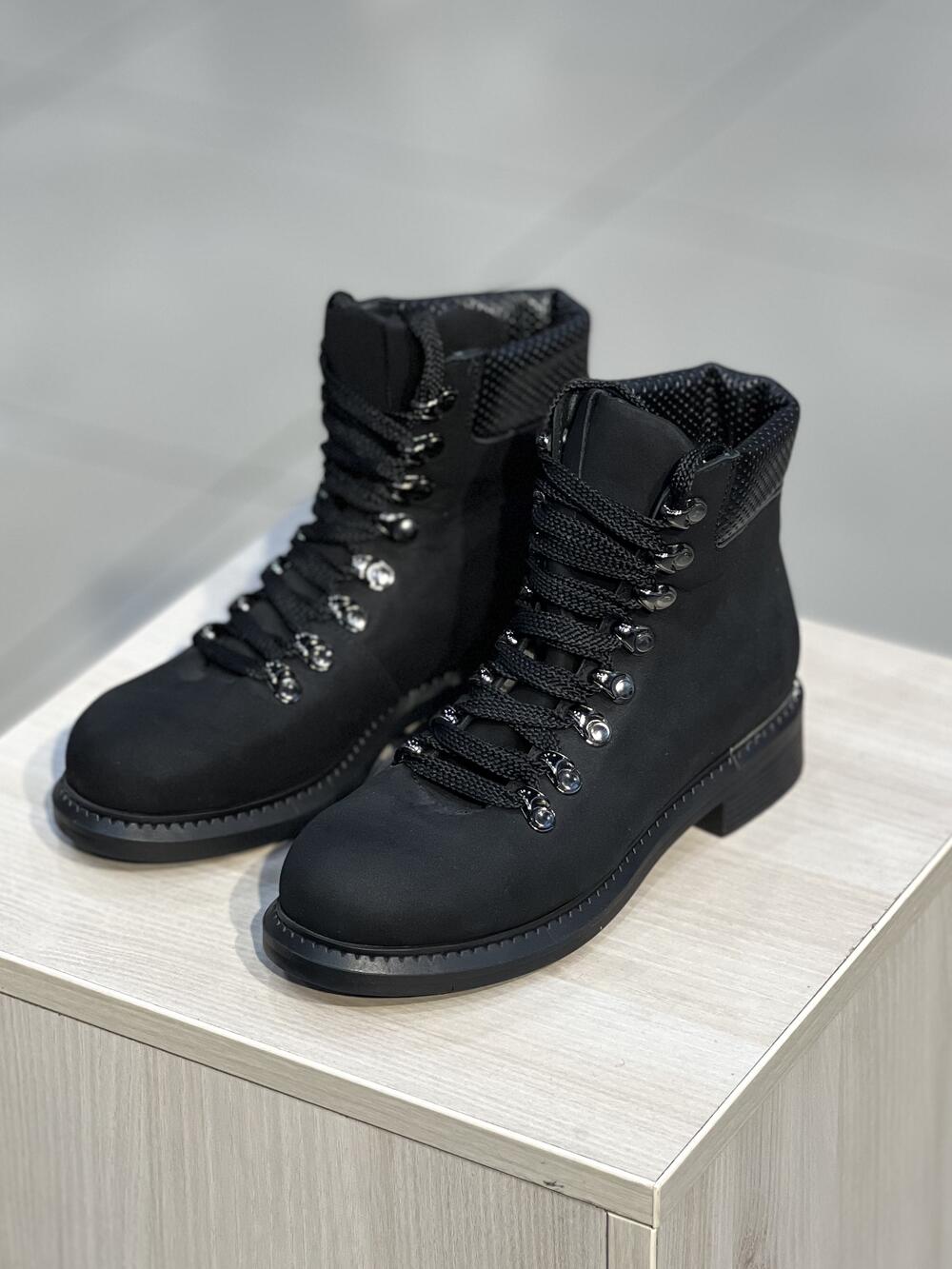 Черевики QE 27993/03 натуральний нубук вовна 10-36 зима чорний, 37