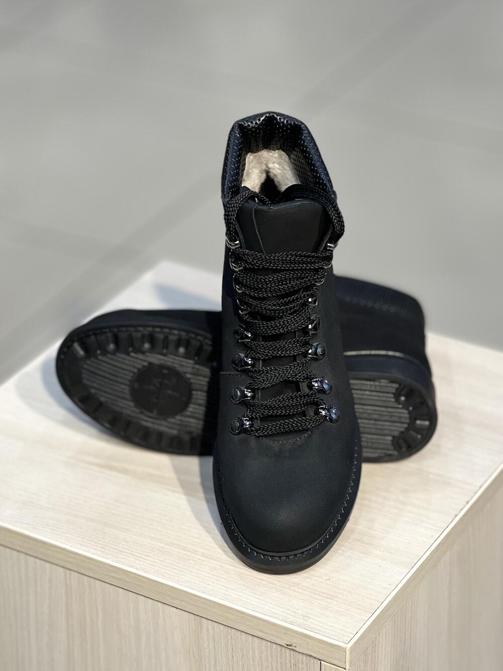 Черевики QE 27993/03 натуральний нубук вовна 10-36 зима чорний, 40