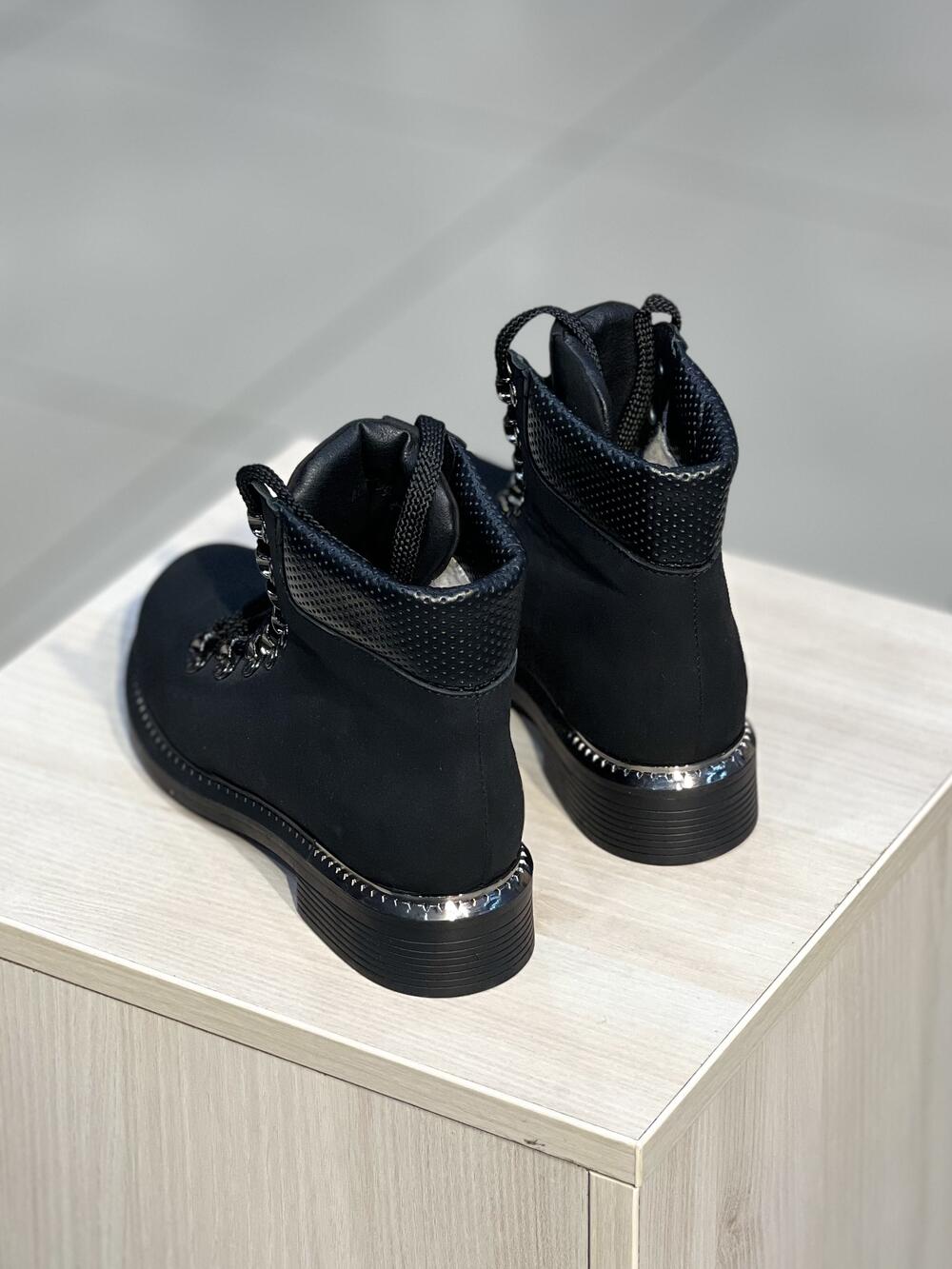 Черевики QE 27993/03 натуральний нубук вовна 10-36 зима чорний, 38