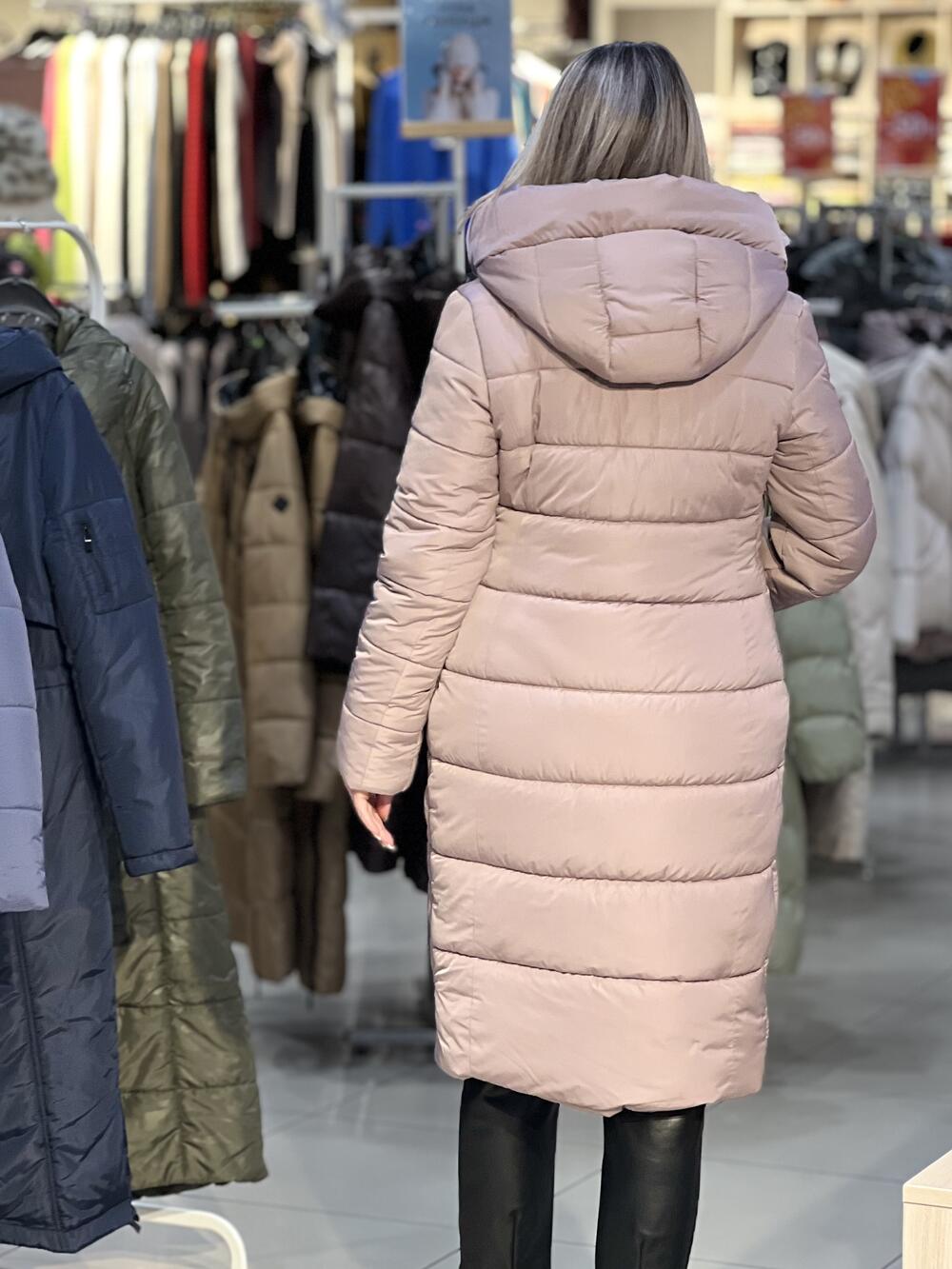 Пальто QE 193 VB стьобане зима рожева орхідея, 44