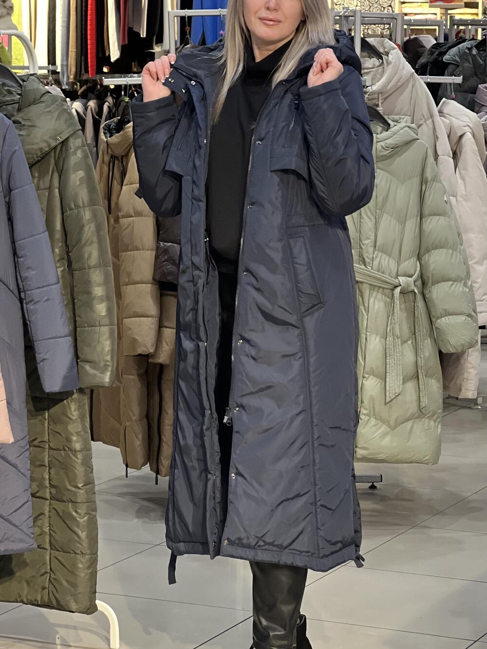 Пальто QC Ori Кенді диагональ парка зима т.синій, 46