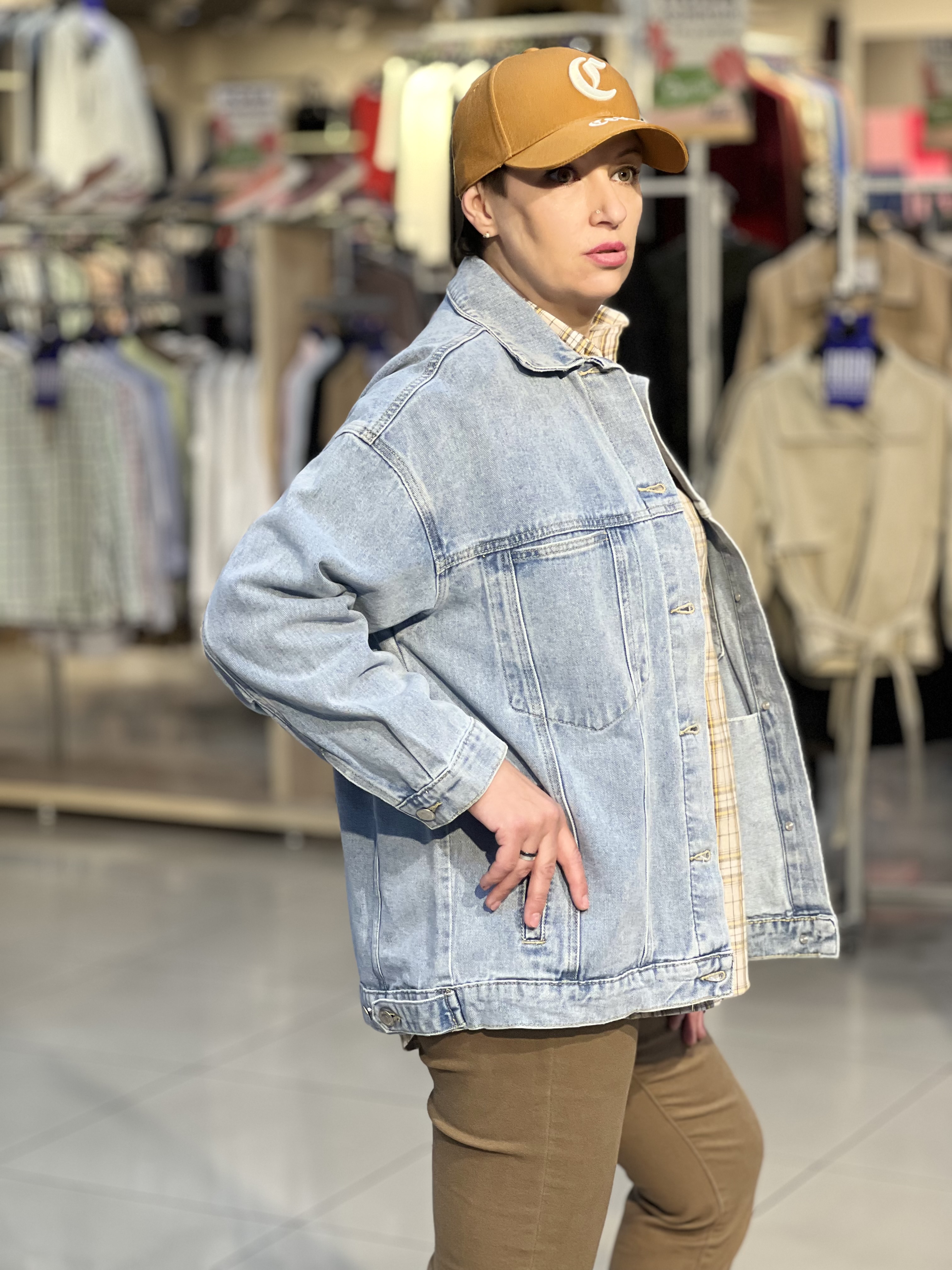 Куртка LK L26376 J-LILLY джинсова овер на болтах блакитний, M