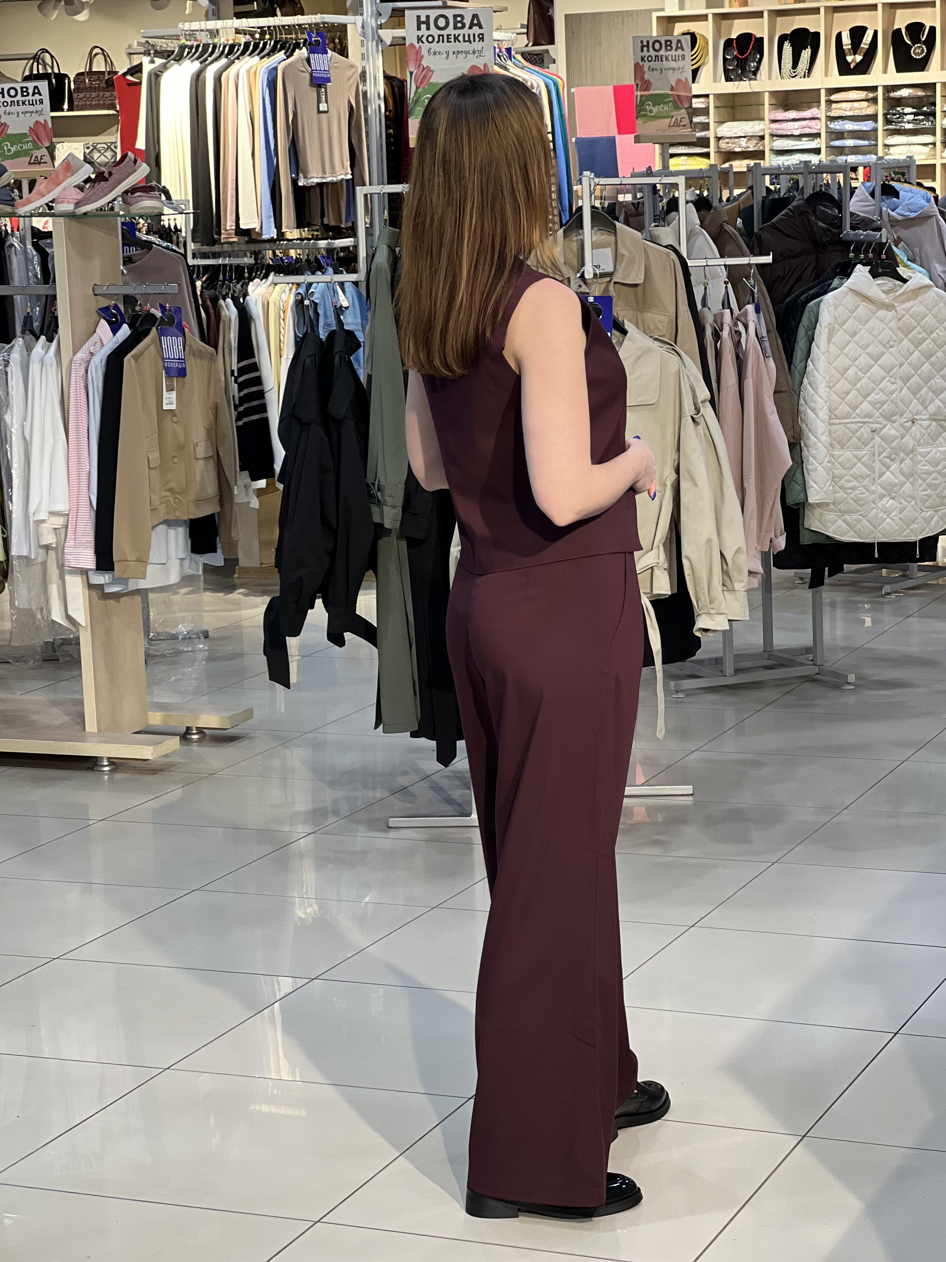 Костюм LO SIM №4 жилет з палаццо бордовий, 40/XS