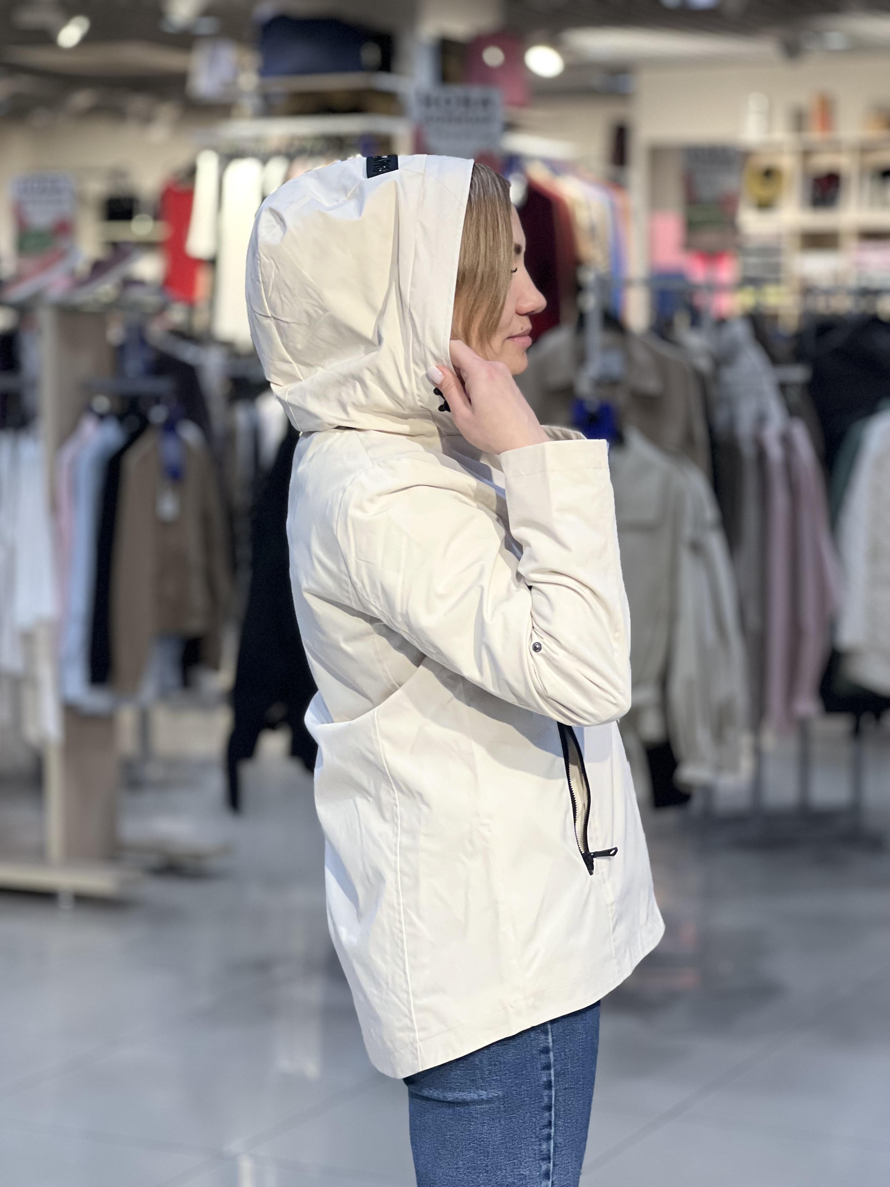 Куртка-вітрівка LO L06408 J-GENUA коротка з капюшоном молочний, XL