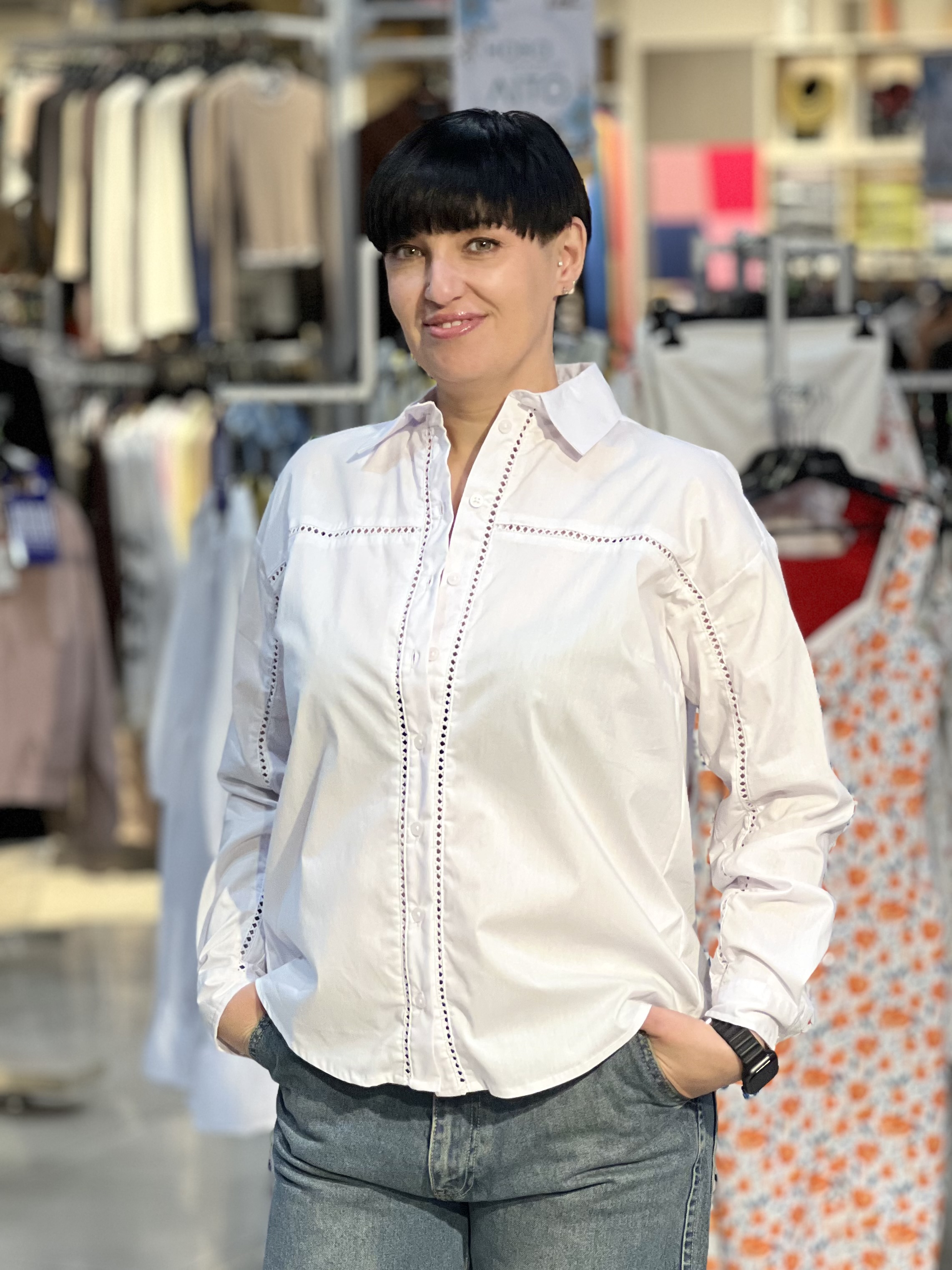 Сорочка LO L09292 K-LAUREL д/р котон мережка білий, XXL
