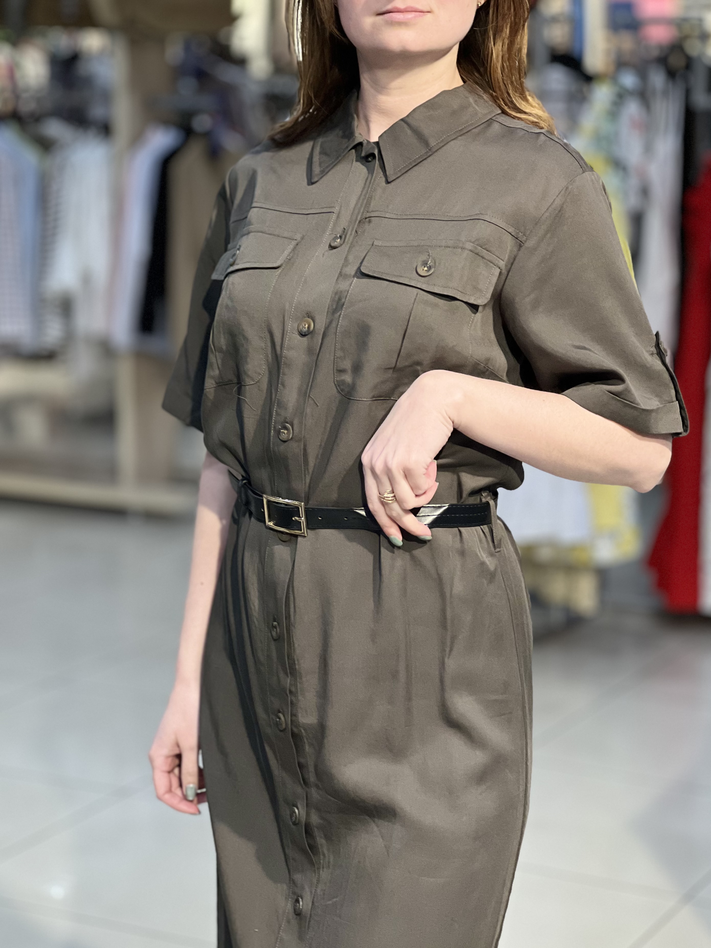 Сукня LO L08386 G-HANA к/р сафарі хакі, XL