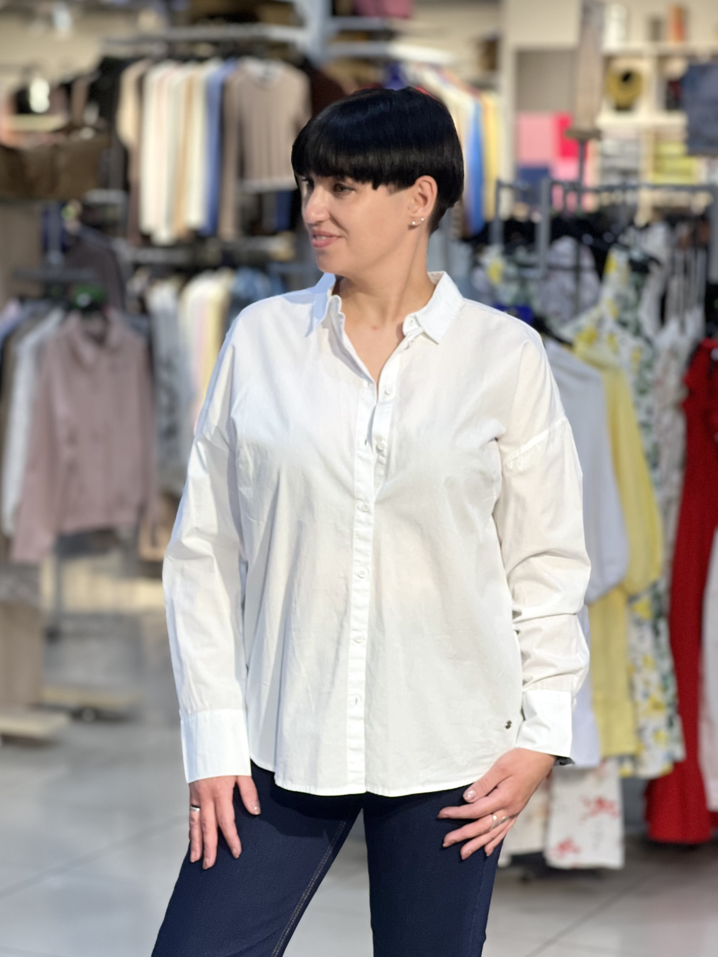 Сорочка LJ K-LILAK L09216 д/р оверсайз котон білий, L