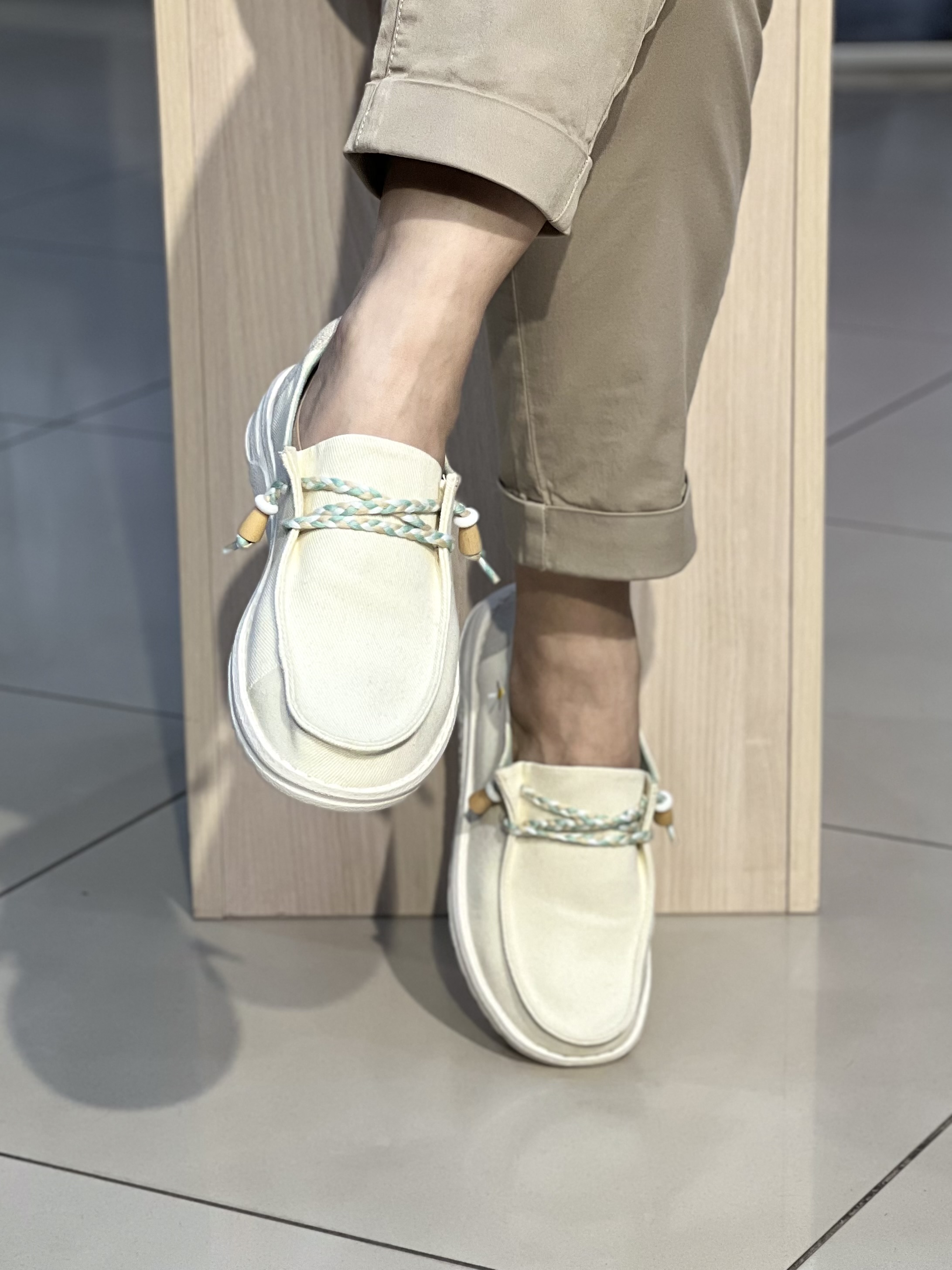 Мокасіни жіночі BORA HIPPIE 30-42 текстильні літо ромашка св.бежевий, 41