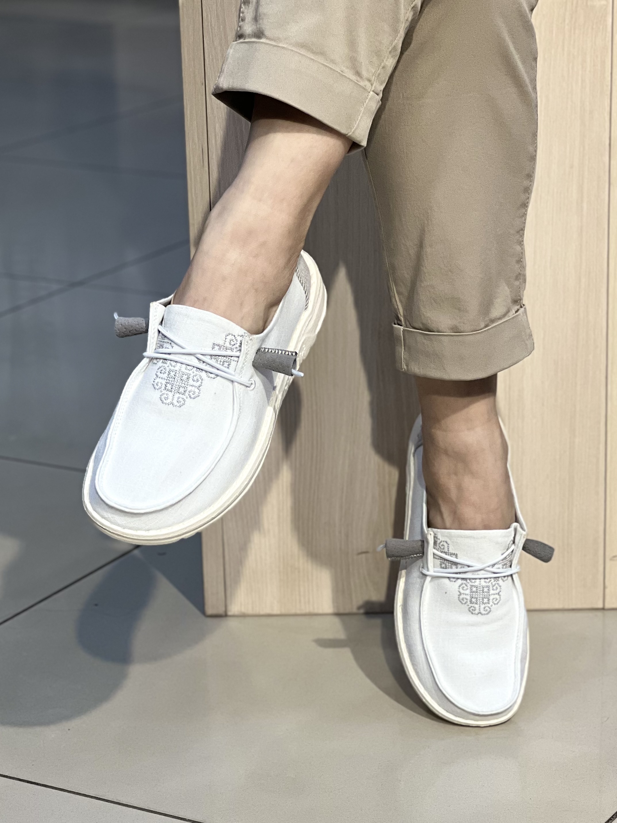 Мокасини жіночі 30-25 BORA ETHNO LINEN текстиль вишивка літо льон, 40