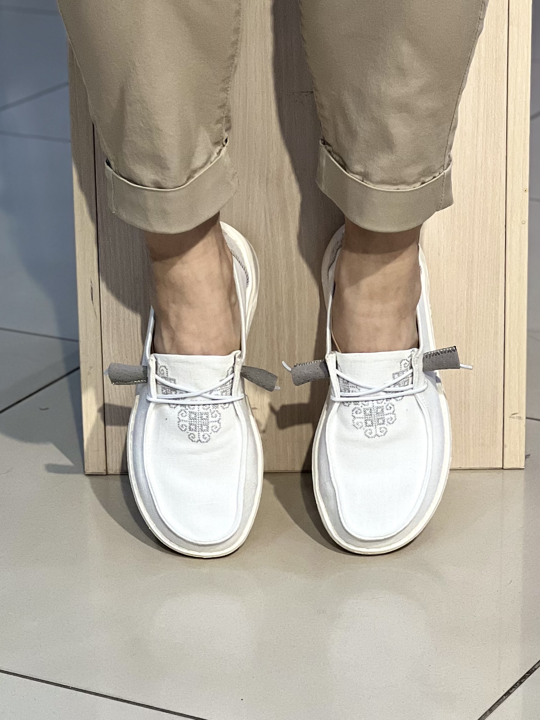 Мокасини жіночі 30-25 BORA ETHNO LINEN текстиль вишивка літо льон, 40