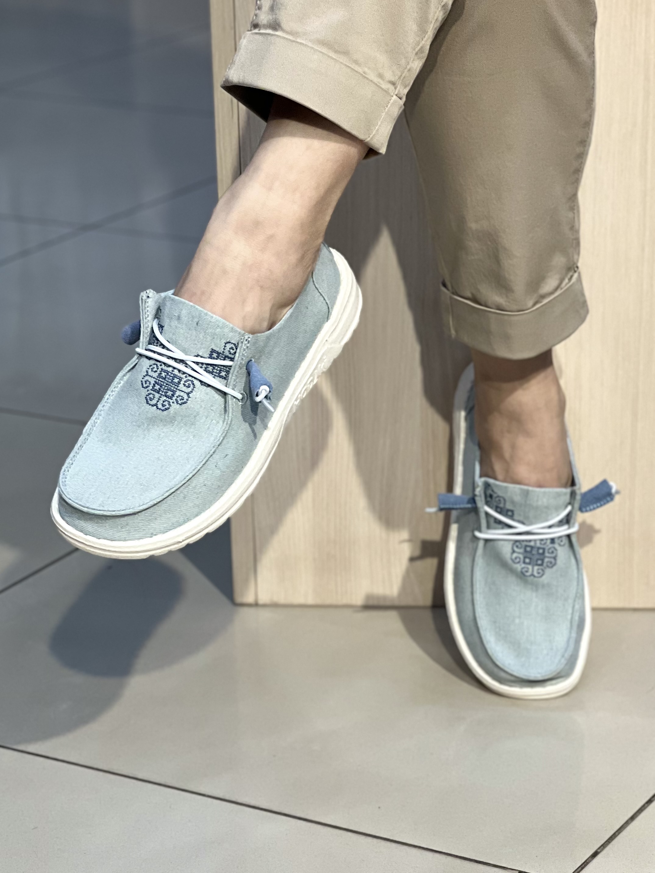 Мокасини жіночі 30-46 BORA ETHNO DENIM текстиль вишивка літо блакитний, 41