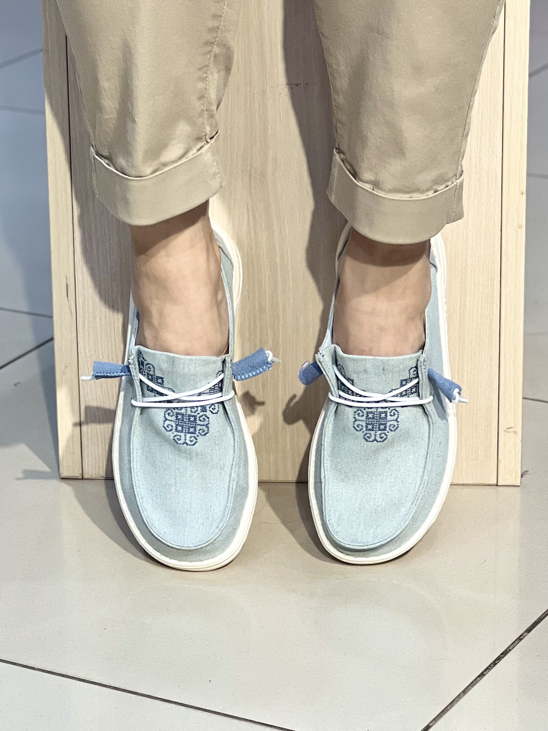 Мокасини жіночі 30-46 BORA ETHNO DENIM текстиль вишивка літо блакитний, 41