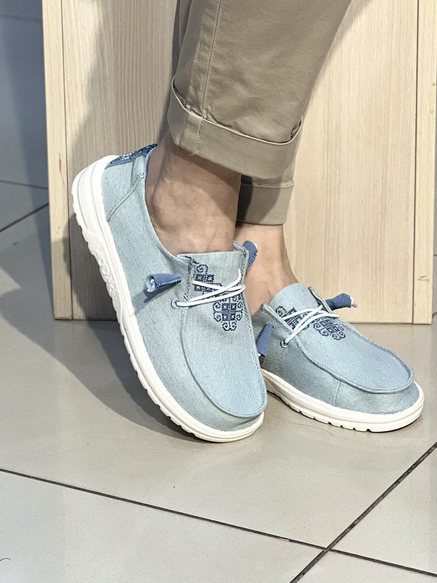 Мокасини жіночі 30-46 BORA ETHNO DENIM текстиль вишивка літо блакитний, 41